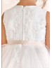 Ivory Flower Girl Dress Beaded Toddler First Communion Dress